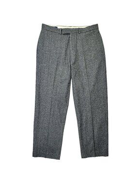 VTG Polo Ralph Lauren Flannel Tweed Trousers Men’s 34x30 Gray Wool Herringbone